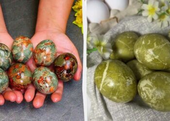 Як зробити зелені “мармурові” яйця на Великдень: фарбуємо куркумою та каркаде