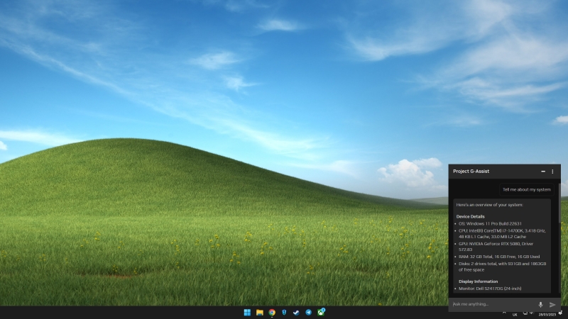 ШІ-помічник NVIDIA Project G-Assist «кладе на лопатики» RTX 5080 — слайдшоу замість ігор