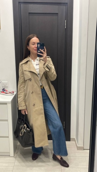 Як стильно носити тренч і шкіряну куртку весною 2025: приклади від колишньої Остапчука