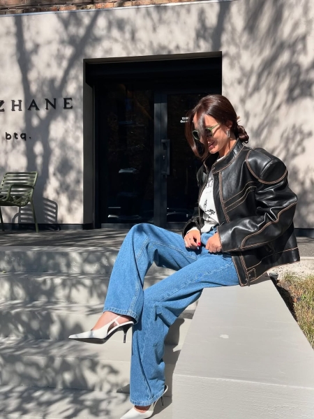 Як стильно носити тренч і шкіряну куртку весною 2025: приклади від колишньої Остапчука