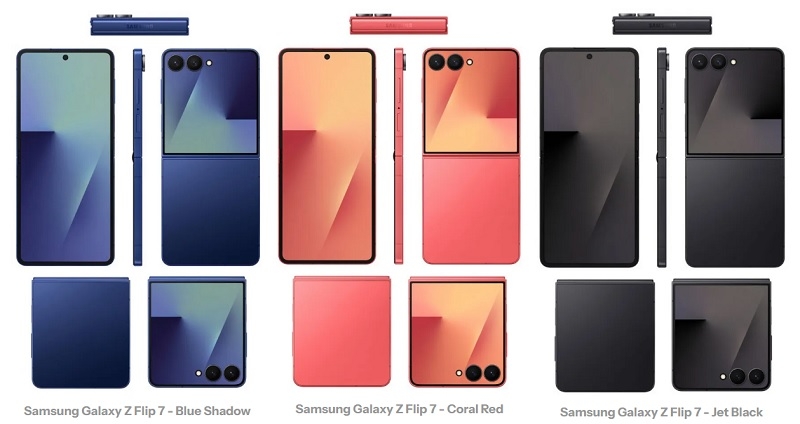 Злиті рендери складного флагмана Galaxy Z Flip 7 і його бюджетного аналога Flip 7 FE розкрили дизайн і забарвлення корпусів новинок