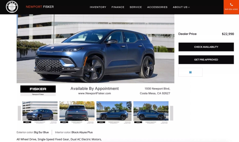 Дилер у США розпродає майже нові Fisker Ocean за ціною Toyota Corolla