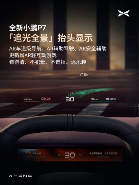Xpeng розкрила інтер'єр нового P7 з 87-дюймовим дисплеєм доповненої реальності (AR-HUD)