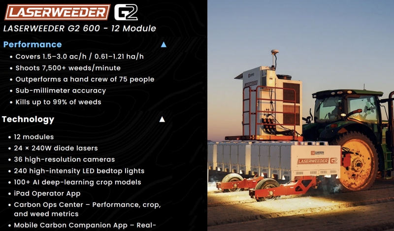 NVIDIA йде в село: просапувач LaserWeeder G2 з 25 GPU та 24 лазерами випаровує 600 000 бур'янів за годину