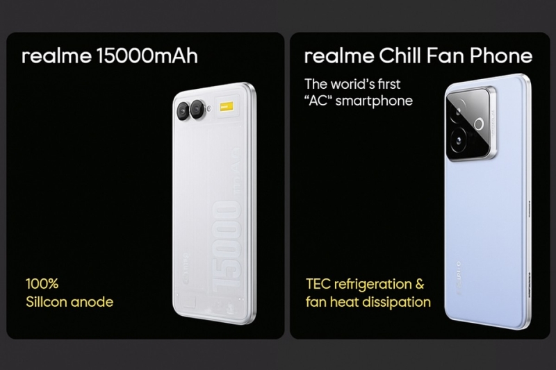 Realme показала смартфони з батареєю 15 000 мАг та з трьома системами охолодження