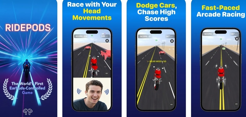 Вуха замість контролера: в App Store вийшли мобільні перегони RidePods, які керуються за допомогою AirPods