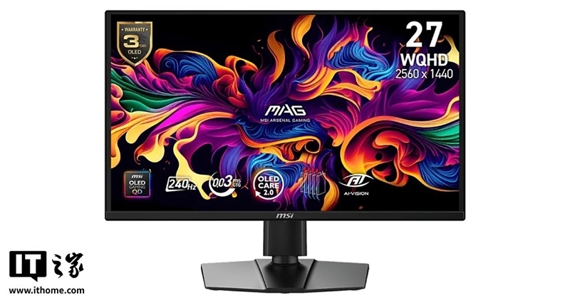 MSI випустила новий недорогий геймерський QD-OLED монітор із діагоналлю 27″ і частотою 240 Гц