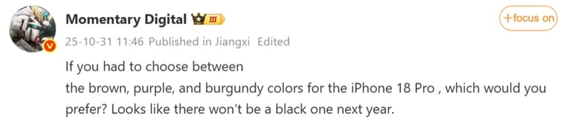 Інсайдер: Apple розглядає для iPhone 18 Pro незвичайні кольори і може повністю відмовитися від темних корпусів