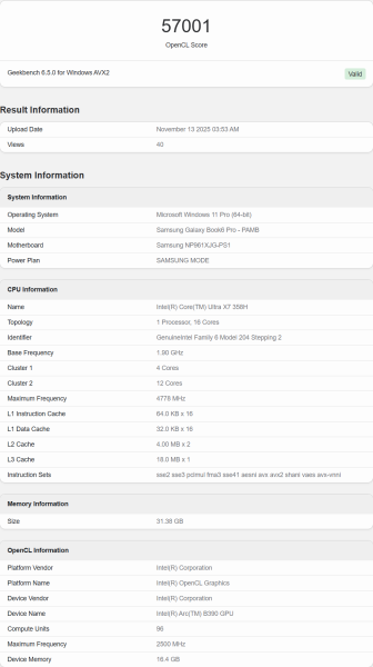GPU Xe3 в процесорах Intel Panther Lake показали продуктивність як в мобільної RTX 3050 Ti, — Geekbench