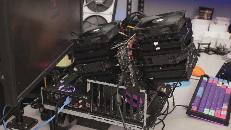 Два подвійних баштових кулера CPU на NVIDIA RTX 2060 знизили температуру на 35°C — новий мод TrashBench