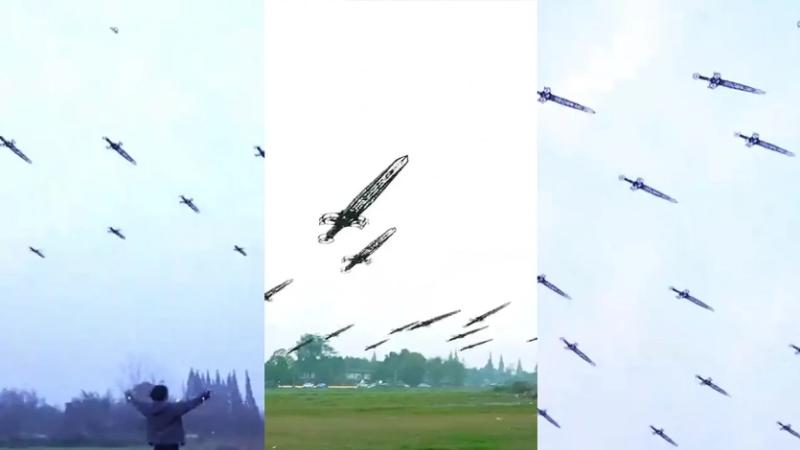 Китаєць запустив рій летючих мечів