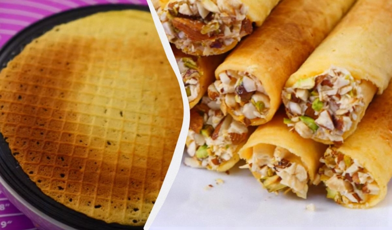 Хрусткі вафельні трубочки зі згущеним молоком, вершками та горішками: рецепт (відео)