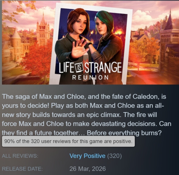 Макс і Хлоя знову разом: на ПК та консолях вийшла Life is Strange: Reunion &mdash; гра отримує відмінні відгуки