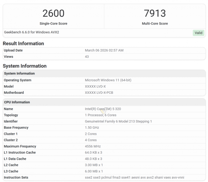 Перші тести Intel Wildcat Lake: бюджетний Core 5 320 майже наздоганяє Ryzen 5