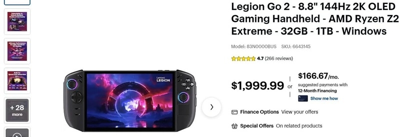 Legion Go 2 за $2000 &mdash; Lenovo різко підняла ціни на свою портативну консоль