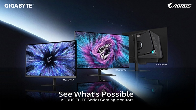 GIGABYTE презентувала флагманську серію моніторів AORUS ELITE з 27” трирежимною Mini LED-моделлю і чотирма OLED-дисплеями