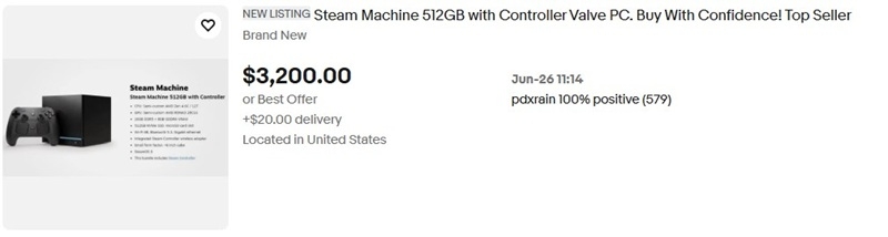 На eBay перекупники пропонують Steam Machine за $3000 і в них точно знайшовся один покупець