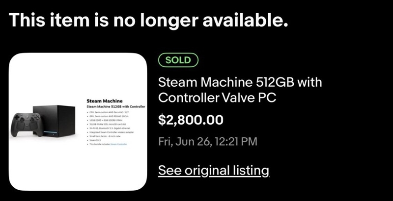 На eBay перекупники пропонують Steam Machine за $3000 і в них точно знайшовся один покупець