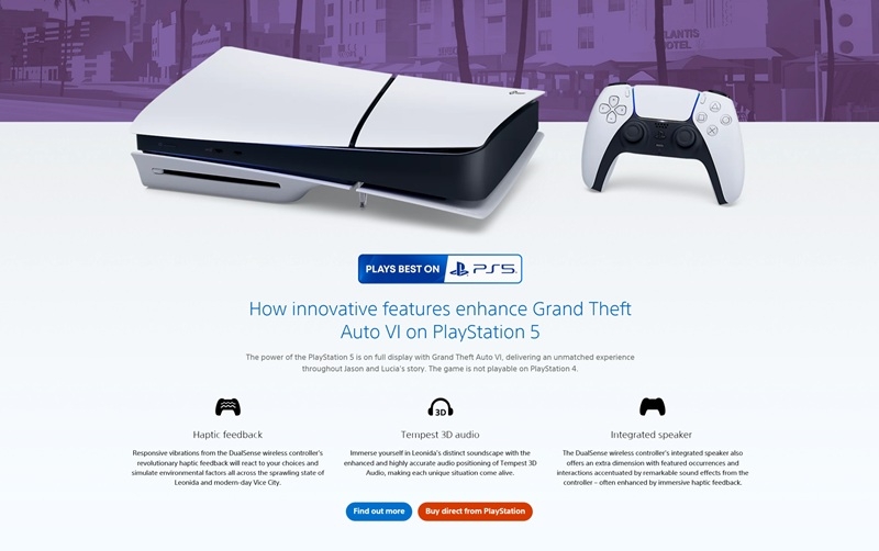 &laquo;Plays Best on PlayStation 5&raquo;: Sony долучилася до рекламної кампанії GTA VI та розповіла про переваги версії для своїх консолей