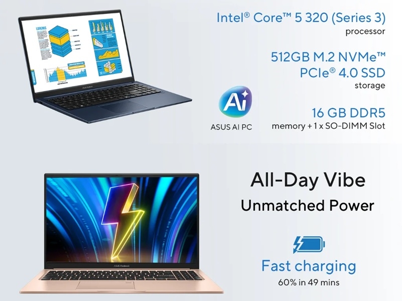 У каталозі ноутбуків Asus поповнення: представлено 15,6&rdquo; Vivobook 15 (2026) на базі процесора Intel Core 5 Series 3
